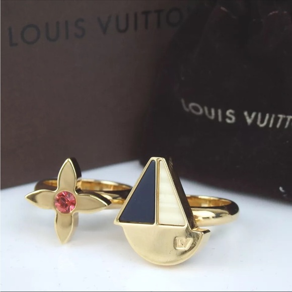 Authentic LOUIS VUITTON Berg Float Your Boat 2-piece set ring metal - Picture 1 of 13